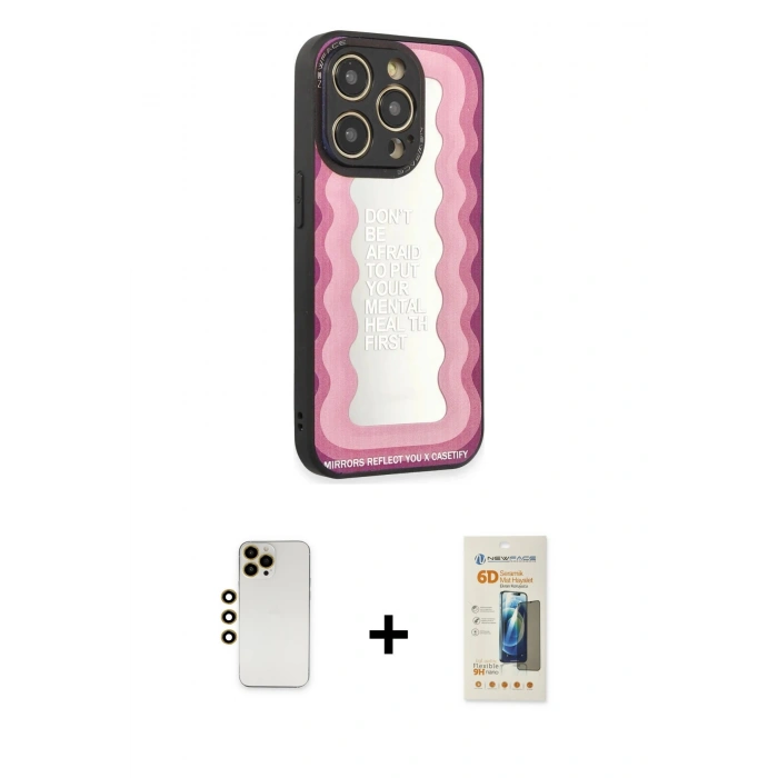 MARSİLYAN™- iPhone 12 Pro Max Kılıf Odak Klasik Serisi - Siyah 6D Mat Seramik Hayalet Nano Ekran Koruyucu + Shine Kamera Lens - GD