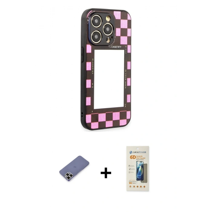 MARSİLYAN™- iPhone 12 Pro Max Kılıf Odak Klasik Serisi - Siyah 6D Mat Seramik Hayalet Nano Ekran Koruyucu + Metal Kamera Lens Koruma Cam - GD