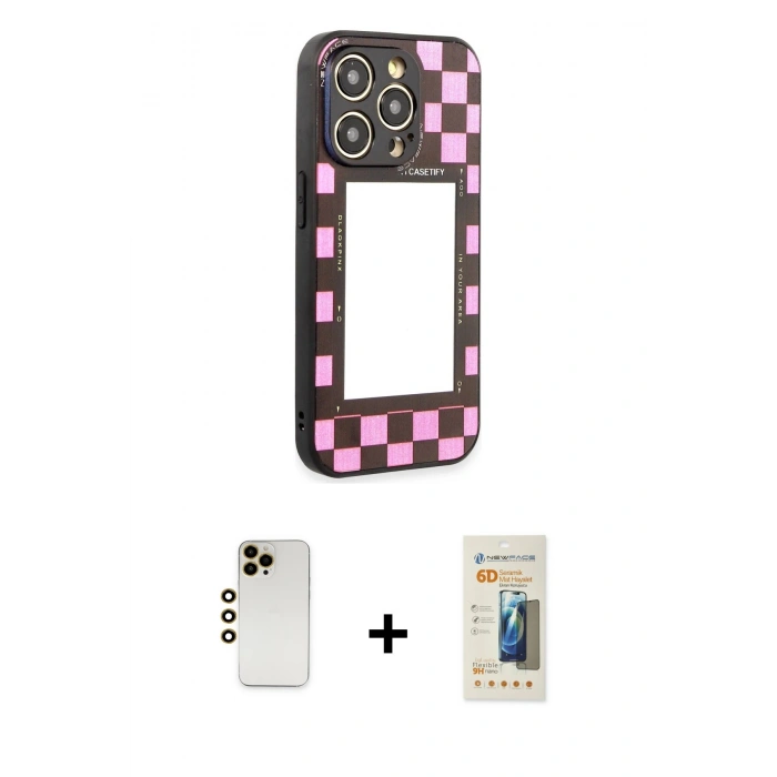 MARSİLYAN™- iPhone 12 Pro Max Kılıf Odak Klasik Serisi - Siyah 6D Mat Seramik Hayalet Nano Ekran Koruyucu + Shine Kamera Lens - GD