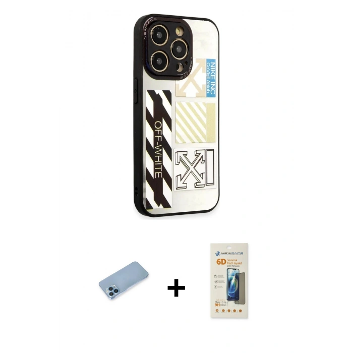 MARSİLYAN™- iPhone 12 Pro Max Kılıf Odak Klasik Serisi - Siyah 6D Mat Seramik Hayalet Nano Ekran Koruyucu + Shine Kamera Lens Koruma Cam - MI