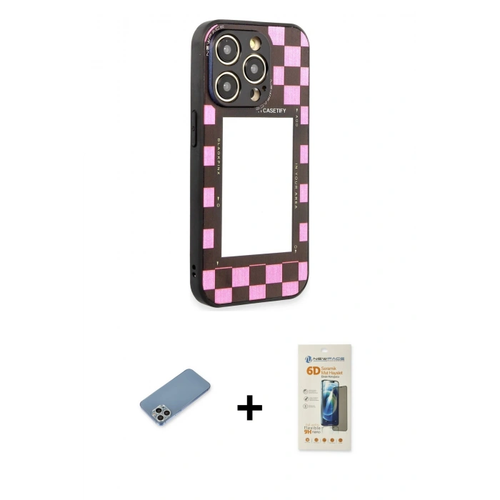 MARSİLYAN™- iPhone 12 Pro Max Kılıf Odak Klasik Serisi - Siyah 6D Mat Seramik Hayalet Nano Ekran Koruyucu + Shine Kamera Lens Koruma Cam - GS