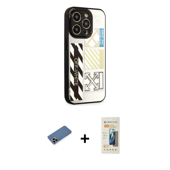 MARSİLYAN™- iPhone 12 Pro Max Kılıf Odak Klasik Serisi - Siyah 6D Mat Seramik Hayalet Nano Ekran Koruyucu + Shine Kamera Lens Koruma Cam - GD