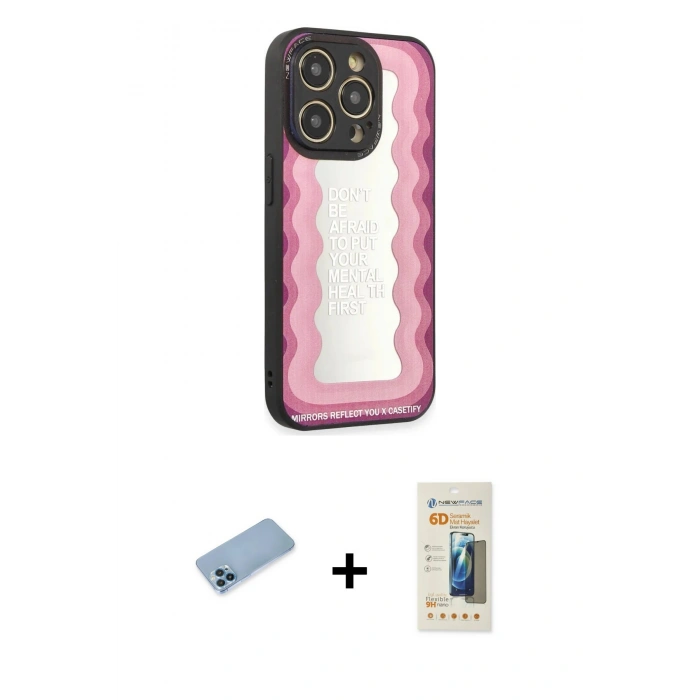 MARSİLYAN™- iPhone 12 Pro Max Kılıf Odak Klasik Serisi - Siyah 6D Mat Seramik Hayalet Nano Ekran Koruyucu + Shine Kamera Lens Koruma Cam - MI