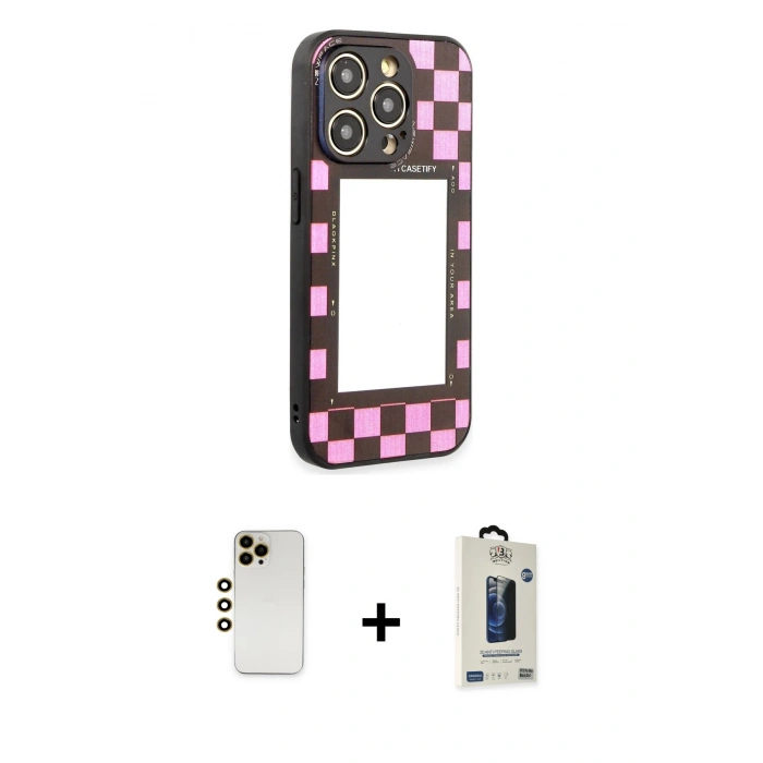 MARSİLYAN™- iPhone 12 Pro Max Kılıf Odak Klasik Serisi - Siyah Bilvis Hayalet Cam Ekran Koruyucu + Shine Kamera Lens - GD
