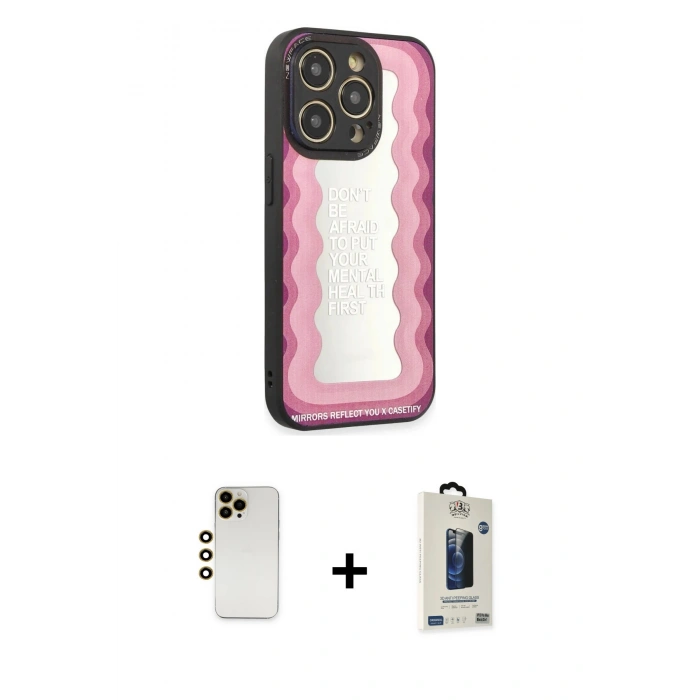 MARSİLYAN™- iPhone 12 Pro Max Kılıf Odak Klasik Serisi - Siyah Bilvis Hayalet Cam Ekran Koruyucu + Shine Kamera Lens - GD