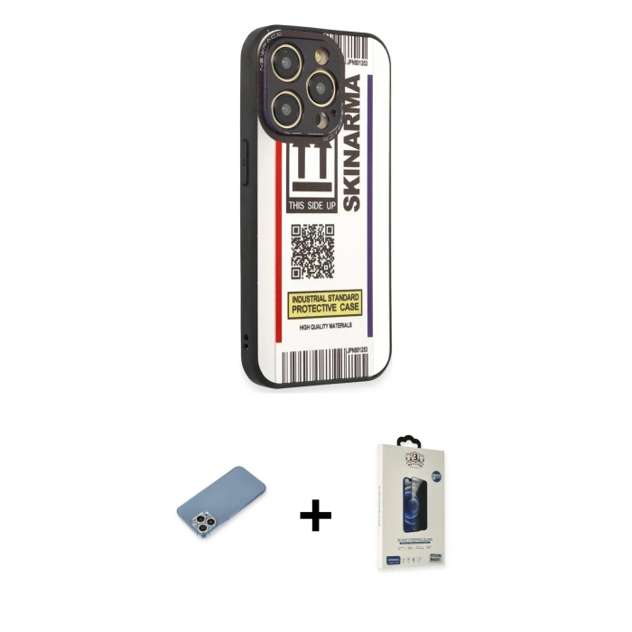 MARSİLYAN™- iPhone 12 Pro Max Kılıf Odak Klasik Serisi - Siyah Bilvis Hayalet Cam Ekran Koruyucu + Shine Kamera Lens Koruma Cam - GS