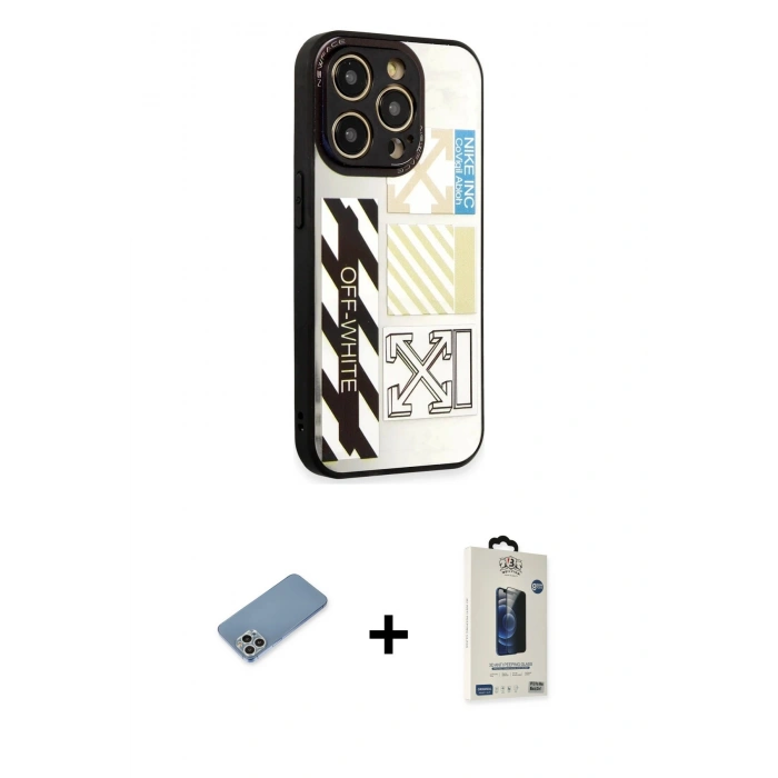 MARSİLYAN™- iPhone 12 Pro Max Kılıf Odak Klasik Serisi - Siyah Bilvis Hayalet Cam Ekran Koruyucu + Shine Kamera Lens Koruma Cam - GS