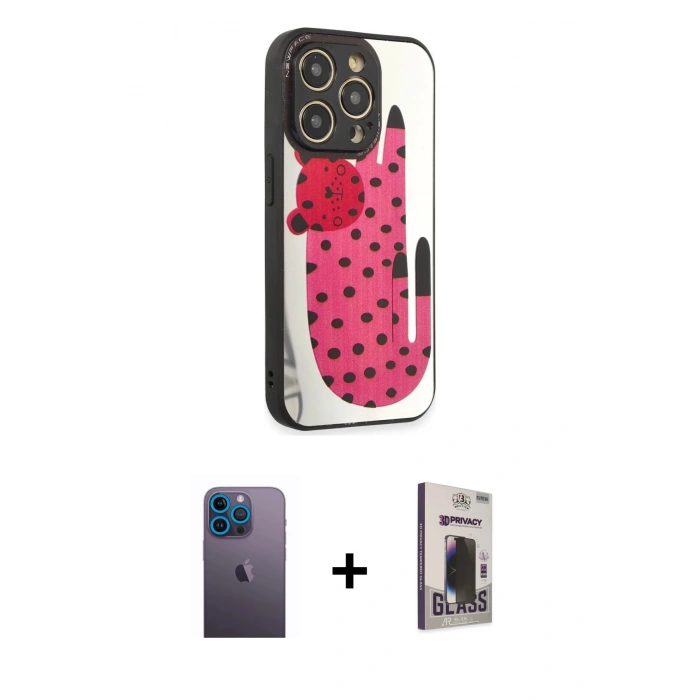 MARSİLYAN™- iPhone 12 Pro Max Kılıf Odak Klasik Serisi - Siyah Bilvis Hayalet Cam Ekran Koruyucu + Neon Fosforlu Kamera Lens - MI