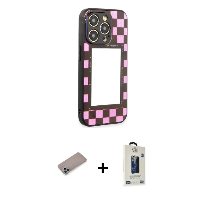 MARSİLYAN™- iPhone 12 Pro Max Kılıf Odak Klasik Serisi - Siyah Bilvis Hayalet Cam Ekran Koruyucu + Shine Kamera Lens Koruma Cam - SABE