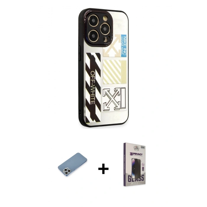 MARSİLYAN™- iPhone 12 Pro Max Kılıf Odak Klasik Serisi - Siyah Bilvis Hayalet Cam Ekran Koruyucu + Shine Kamera Lens Koruma Cam - GS