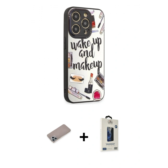 MARSİLYAN™- iPhone 12 Pro Max Kılıf Odak Klasik Serisi - Siyah Bilvis Hayalet Cam Ekran Koruyucu + Shine Kamera Lens Koruma Cam - SABE
