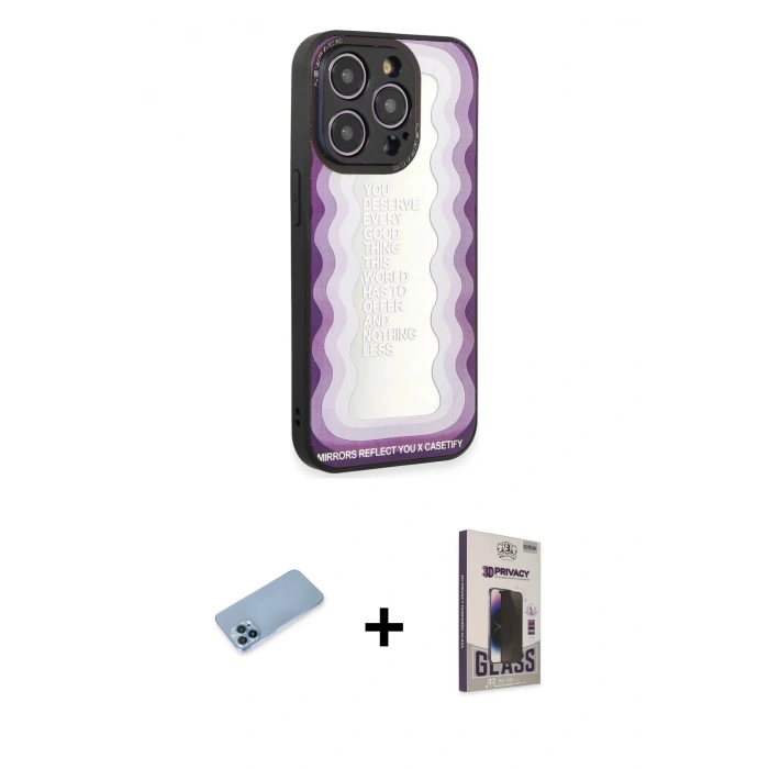 MARSİLYAN™- iPhone 12 Pro Max Kılıf Odak Klasik Serisi - Siyah Bilvis Hayalet Cam Ekran Koruyucu + Shine Kamera Lens Koruma Cam - MI