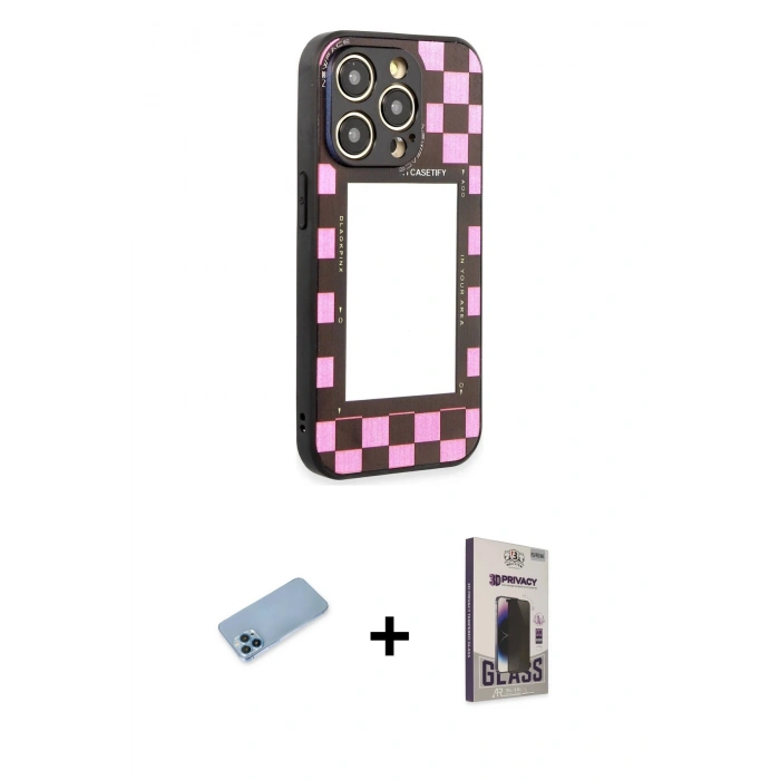 MARSİLYAN™- iPhone 12 Pro Max Kılıf Odak Klasik Serisi - Siyah Bilvis Hayalet Cam Ekran Koruyucu + Shine Kamera Lens Koruma Cam - MI