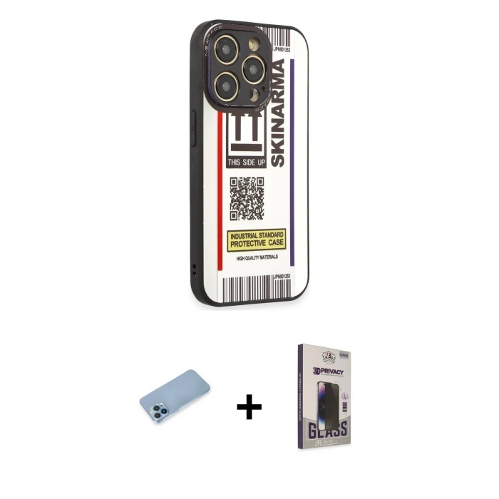 MARSİLYAN™- iPhone 12 Pro Max Kılıf Odak Klasik Serisi - Siyah Bilvis Hayalet Cam Ekran Koruyucu + Shine Kamera Lens Koruma Cam - MI