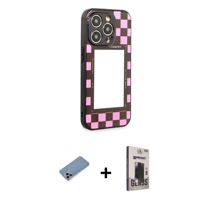 MARSİLYAN™- iPhone 12 Pro Max Kılıf Odak Klasik Serisi - Siyah Bilvis Hayalet Cam Ekran Koruyucu + Shine Kamera Lens Koruma Cam - PE