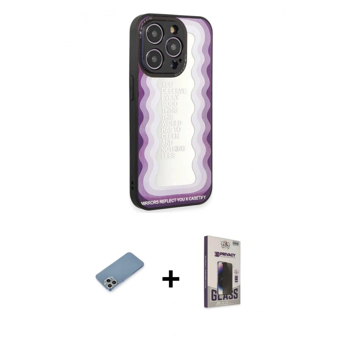 MARSİLYAN™- iPhone 12 Pro Max Kılıf Odak Klasik Serisi - Siyah Bilvis Hayalet Cam Ekran Koruyucu + Shine Kamera Lens Koruma Cam - GS