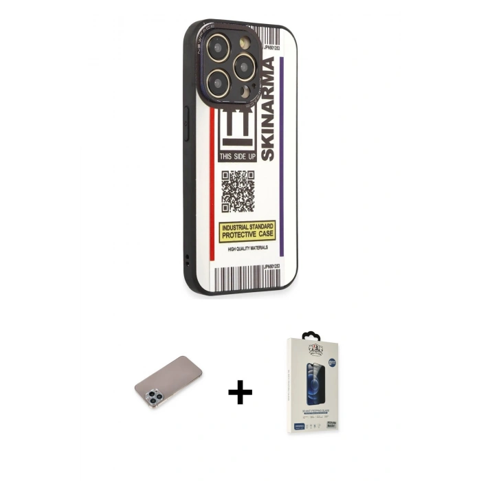 MARSİLYAN™- iPhone 12 Pro Max Kılıf Odak Klasik Serisi - Siyah Bilvis Hayalet Cam Ekran Koruyucu + Shine Kamera Lens Koruma Cam - SABE