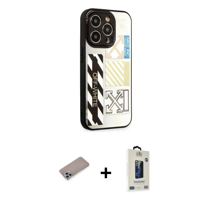 MARSİLYAN™- iPhone 12 Pro Max Kılıf Odak Klasik Serisi - Siyah Bilvis Hayalet Cam Ekran Koruyucu + Shine Kamera Lens Koruma Cam - SABE