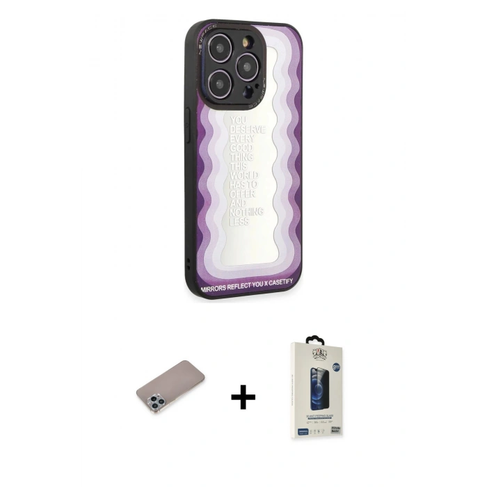 MARSİLYAN™- iPhone 12 Pro Max Kılıf Odak Klasik Serisi - Siyah Bilvis Hayalet Cam Ekran Koruyucu + Shine Kamera Lens Koruma Cam - SABE
