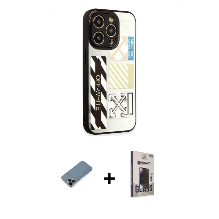 MARSİLYAN™- iPhone 12 Pro Max Kılıf Odak Klasik Serisi - Siyah Bilvis Hayalet Cam Ekran Koruyucu + Siyah Shine Kamera Lens Koruma Cam