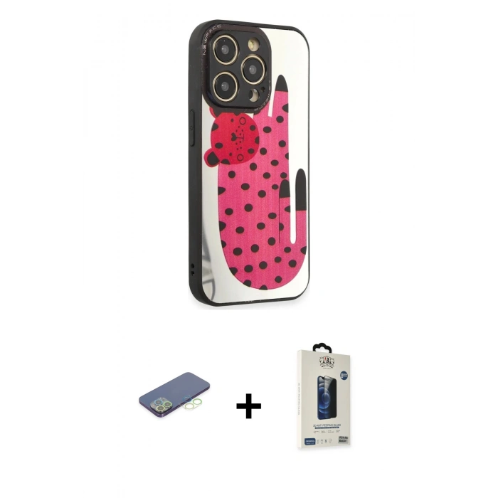 MARSİLYAN™- iPhone 12 Pro Max Kılıf Odak Klasik Serisi - Siyah Bilvis Hayalet Cam Ekran Koruyucu + Renkli Kamera Lens Koruma Cam - YL