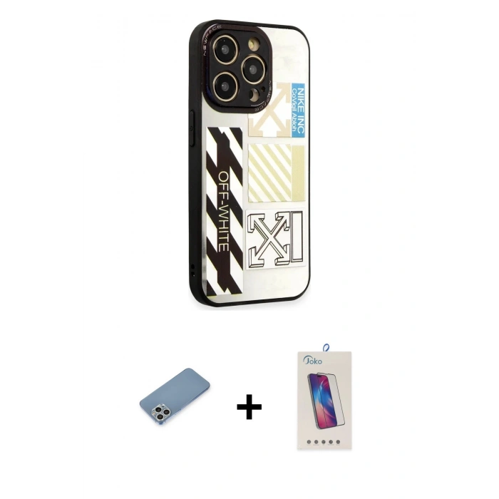 MARSİLYAN™- iPhone 12 Pro Max Kılıf Odak Klasik Serisi - Siyah Joko 5D Cam + Shine Kamera Lens Koruma Cam - GS