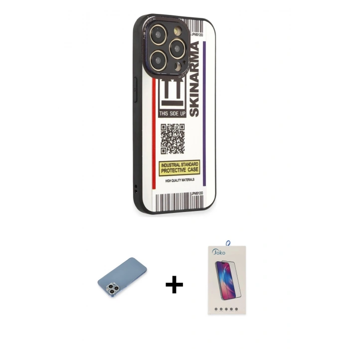 MARSİLYAN™- iPhone 12 Pro Max Kılıf Odak Klasik Serisi - Siyah Joko 5D Cam + Shine Kamera Lens Koruma Cam - GS