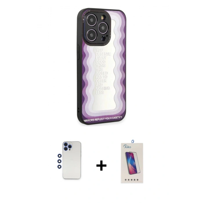 MARSİLYAN™- iPhone 12 Pro Max Kılıf Odak Klasik Serisi - Siyah Joko 5D Cam + Shine Kamera Lens - LT