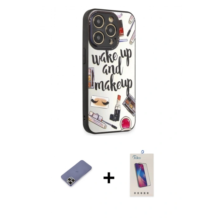 MARSİLYAN™- iPhone 12 Pro Max Kılıf Odak Klasik Serisi - Siyah Joko 5D Cam + Metal Kamera Lens Koruma Cam - GD