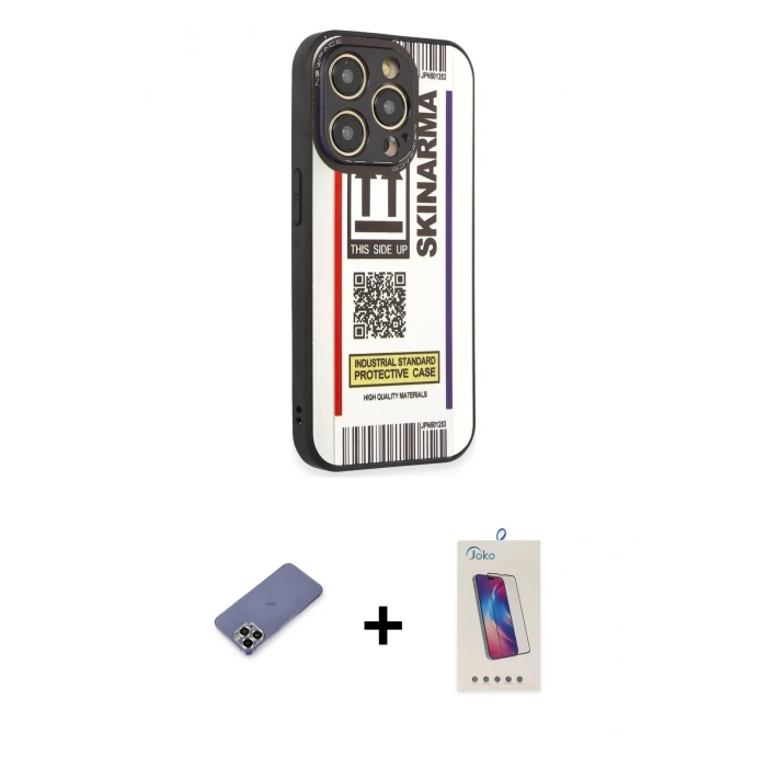 MARSİLYAN™- iPhone 12 Pro Max Kılıf Odak Klasik Serisi - Siyah Joko 5D Cam + Metal Kamera Lens Koruma Cam - GD