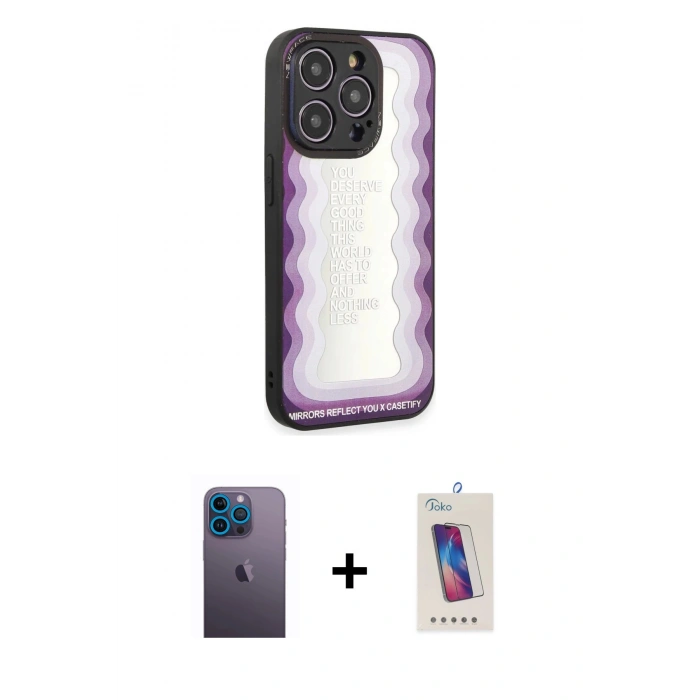 MARSİLYAN™- iPhone 12 Pro Max Kılıf Odak Klasik Serisi - Siyah Joko 5D Cam + Neon Fosforlu Kamera Lens - MI