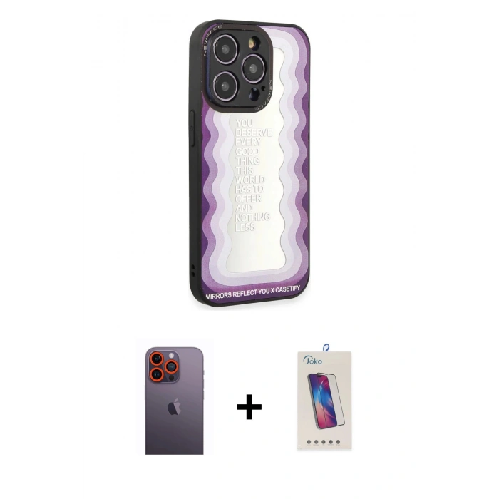 MARSİLYAN™- iPhone 12 Pro Max Kılıf Odak Klasik Serisi - Siyah Joko 5D Cam + Neon Fosforlu Kamera Lens - TU
