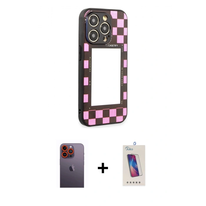 MARSİLYAN™- iPhone 12 Pro Max Kılıf Odak Klasik Serisi - Siyah Joko 5D Cam + Neon Fosforlu Kamera Lens - TU