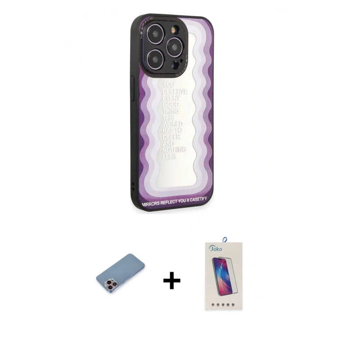 MARSİLYAN™- iPhone 12 Pro Max Kılıf Odak Klasik Serisi - Siyah Joko 5D Cam + Shine Kamera Lens Koruma Cam - PE