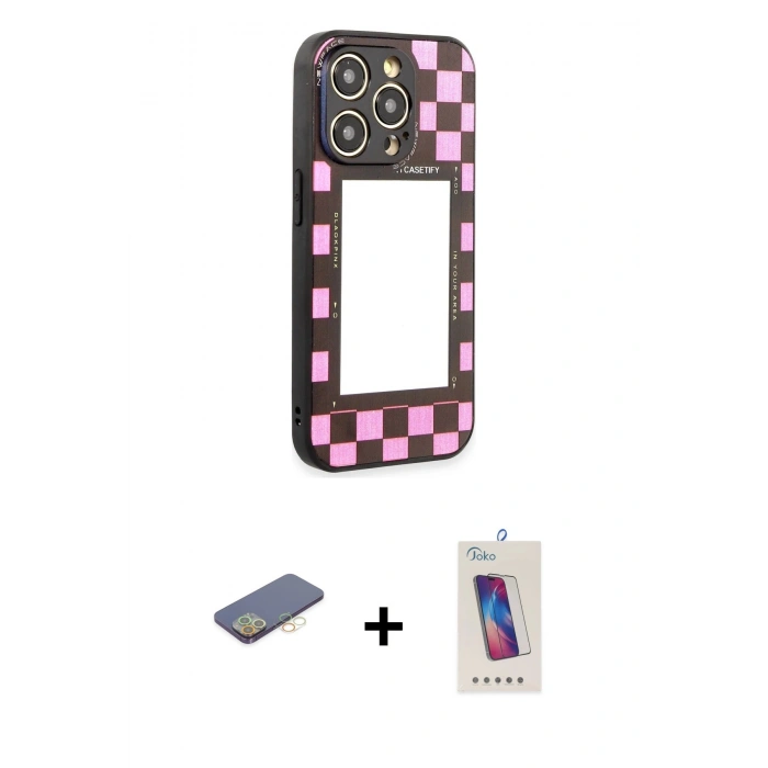 MARSİLYAN™- iPhone 12 Pro Max Kılıf Odak Klasik Serisi - Siyah Joko 5D Cam + Renkli Kamera Lens Koruma Cam - SI