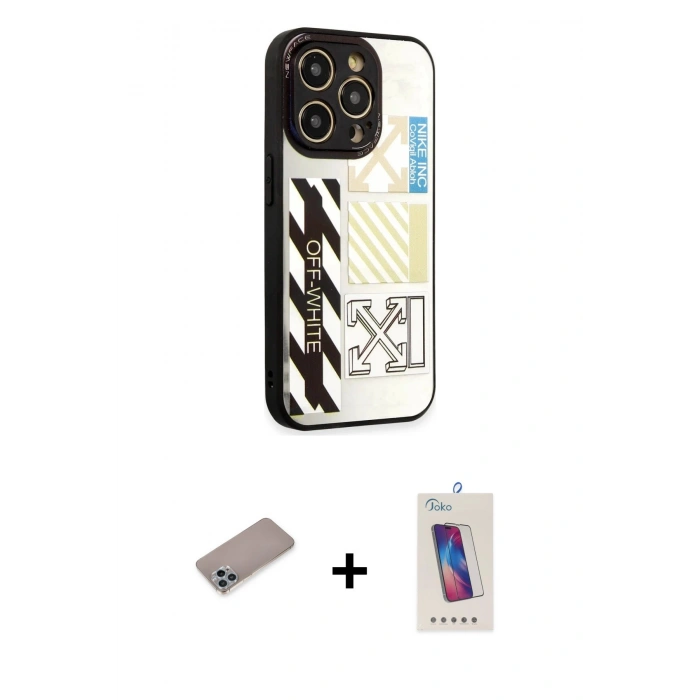 MARSİLYAN™- iPhone 12 Pro Max Kılıf Odak Klasik Serisi - Siyah Joko 5D Cam + Shine Kamera Lens Koruma Cam - SABE