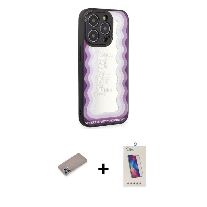 MARSİLYAN™- iPhone 12 Pro Max Kılıf Odak Klasik Serisi - Siyah Joko 5D Cam + Shine Kamera Lens Koruma Cam - SABE
