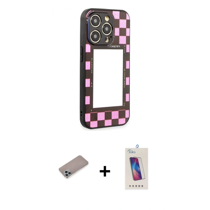 MARSİLYAN™- iPhone 12 Pro Max Kılıf Odak Klasik Serisi - Siyah Joko 5D Cam + Shine Kamera Lens Koruma Cam - SABE