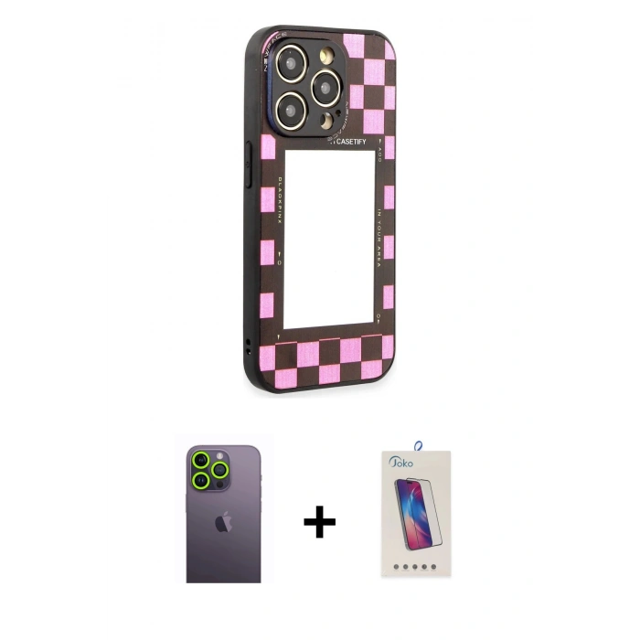 MARSİLYAN™- iPhone 12 Pro Max Kılıf Odak Klasik Serisi - Siyah Joko 5D Cam + Neon Fosforlu Kamera Lens - YL