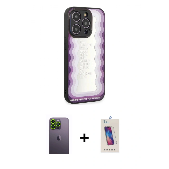MARSİLYAN™- iPhone 12 Pro Max Kılıf Odak Klasik Serisi - Siyah Joko 5D Cam + Neon Fosforlu Kamera Lens - YL