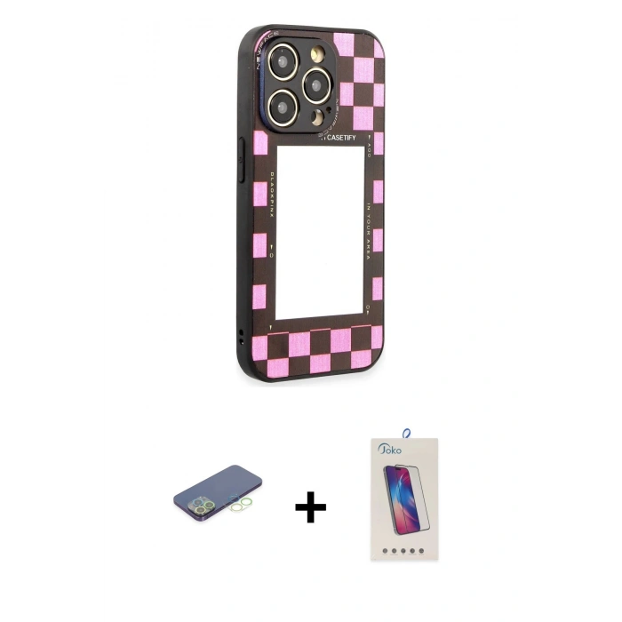 MARSİLYAN™- iPhone 12 Pro Max Kılıf Odak Klasik Serisi - Siyah Joko 5D Cam + Renkli Kamera Lens Koruma Cam - YL