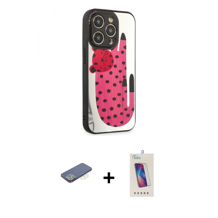 MARSİLYAN™- iPhone 12 Pro Max Kılıf Odak Klasik Serisi - Siyah Joko 5D Cam + Renkli Kamera Lens Koruma Cam - YL