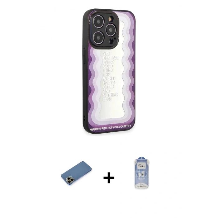 MARSİLYAN™- iPhone 12 Pro Max Kılıf Odak Klasik Serisi - Siyah Joko Magic 5D Cam + Gold Shine Kamera Lens Koruma Cam