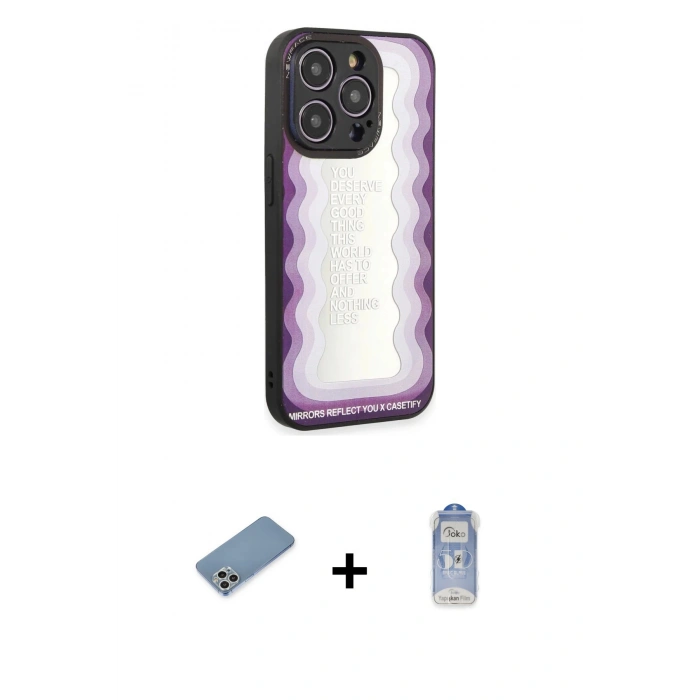MARSİLYAN™- iPhone 12 Pro Max Kılıf Odak Klasik Serisi - Siyah Joko Magic 5D Cam + Shine Kamera Lens Koruma Cam - GS