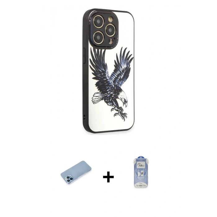 MARSİLYAN™- iPhone 12 Pro Max Kılıf Odak Klasik Serisi - Siyah Joko Magic 5D Cam + Shine Kamera Lens Koruma Cam - MI