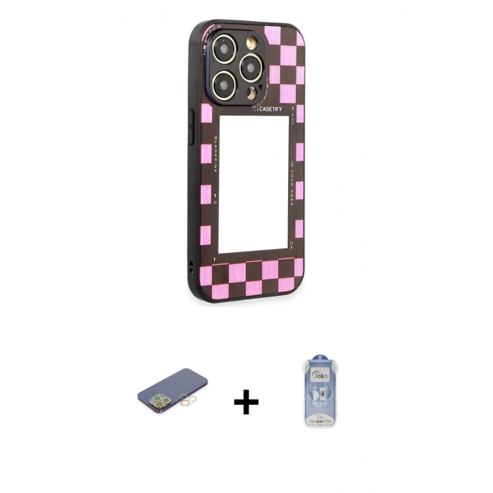 MARSİLYAN™- iPhone 12 Pro Max Kılıf Odak Klasik Serisi - Siyah Joko Magic 5D Cam + Renkli Kamera Lens Koruma Cam - SI