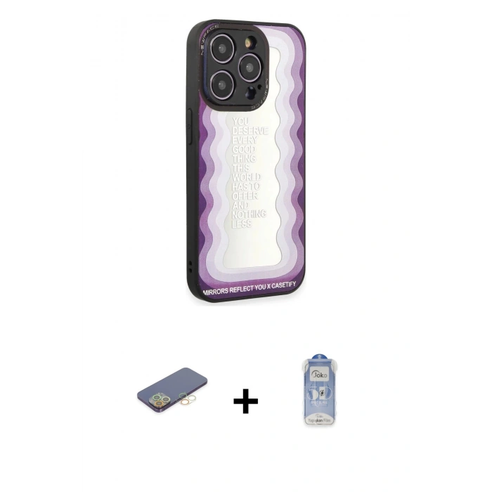 MARSİLYAN™- iPhone 12 Pro Max Kılıf Odak Klasik Serisi - Siyah Joko Magic 5D Cam + Renkli Kamera Lens Koruma Cam - SI