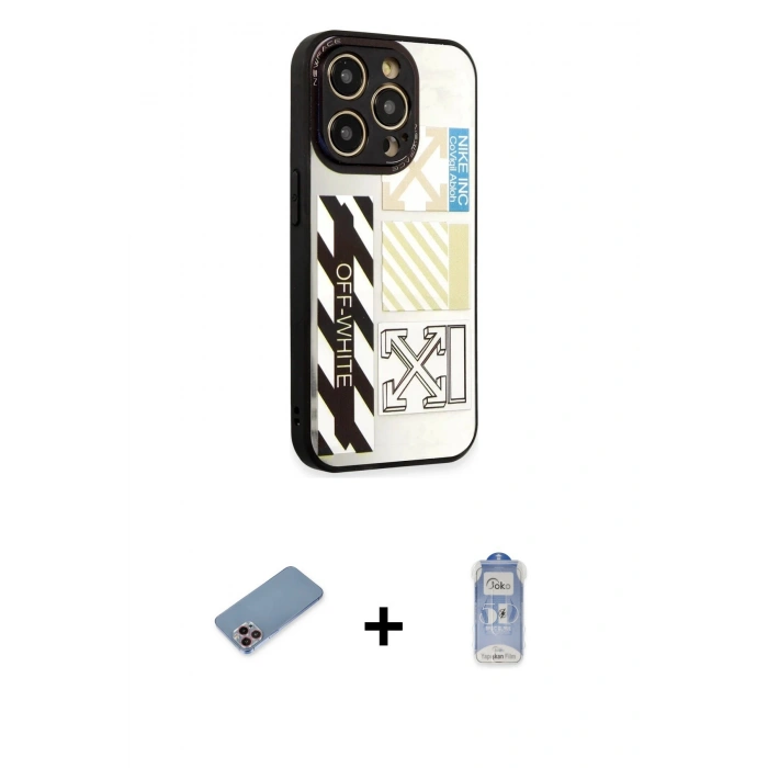 MARSİLYAN™- iPhone 12 Pro Max Kılıf Odak Klasik Serisi - Siyah Joko Magic 5D Cam + Shine Kamera Lens Koruma Cam - PE
