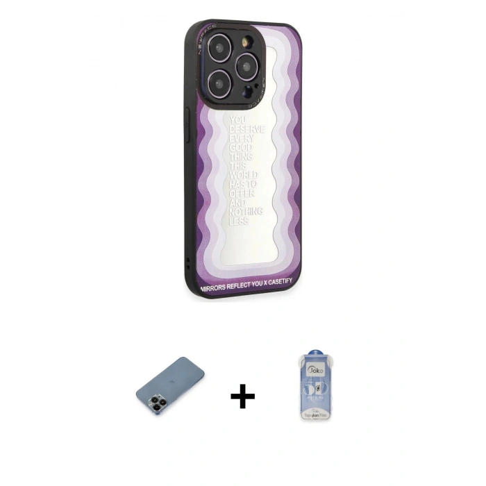 MARSİLYAN™- iPhone 12 Pro Max Kılıf Odak Klasik Serisi - Siyah Joko Magic 5D Cam + Shine Kamera Lens Koruma Cam - SH