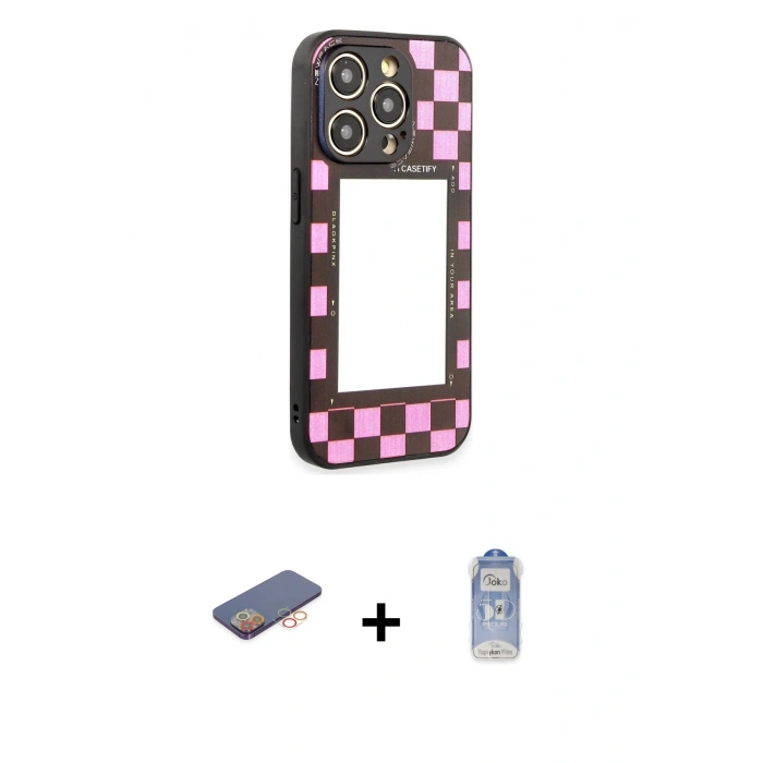 MARSİLYAN™- iPhone 12 Pro Max Kılıf Odak Klasik Serisi - Siyah Joko Magic 5D Cam + Renkli Kamera Lens Koruma Cam - TU
